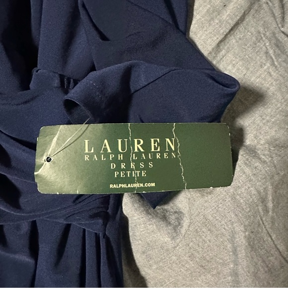 Lauren Ralph Lauren Navy Long Sleeve Dress Faux Wrap - Picture 4 of 11